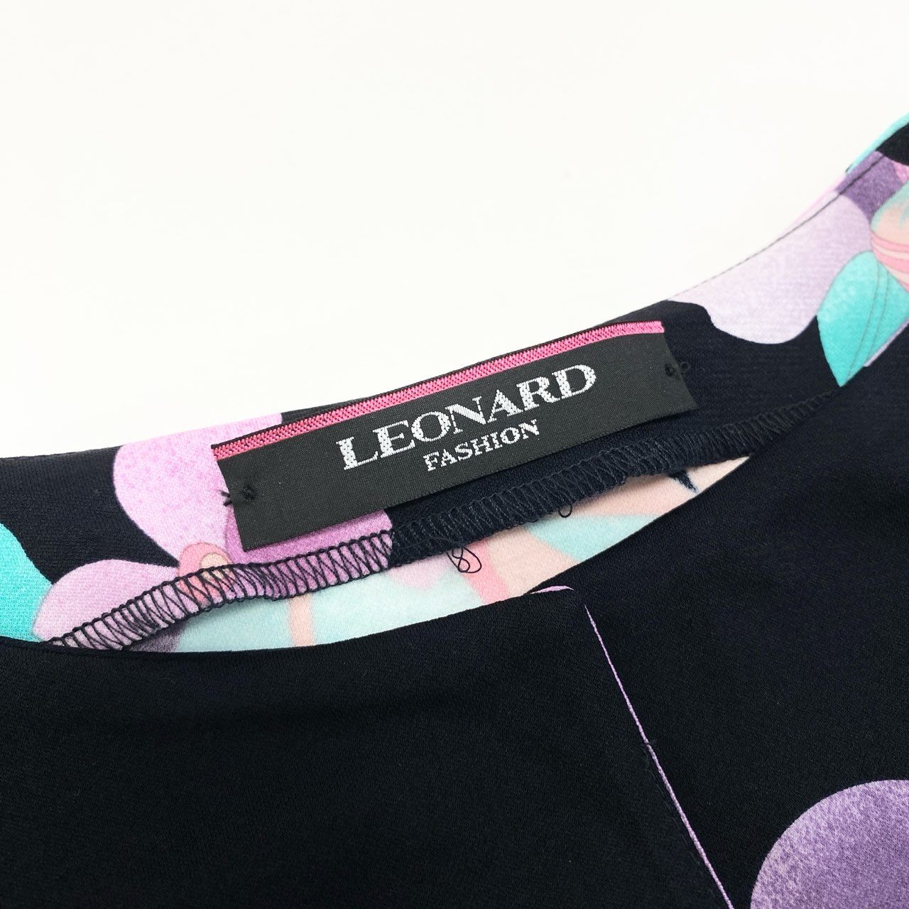9a27 LEONARD レオナール カンカン素材 美しい花柄プリント チュニックワンピース 42 マルチカラー レディースu02t