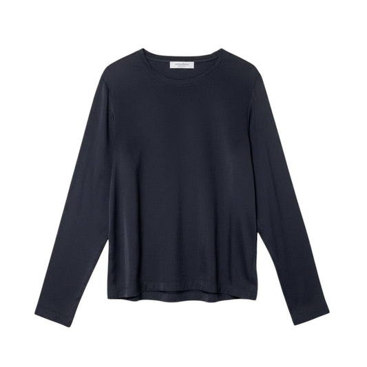 76g14 YVES SAINT LAURENT イヴサンローラン リヴゴーシュ ロングスリーブ チュニックカットソー サイズM ブラック シルク100％ レディースu02t