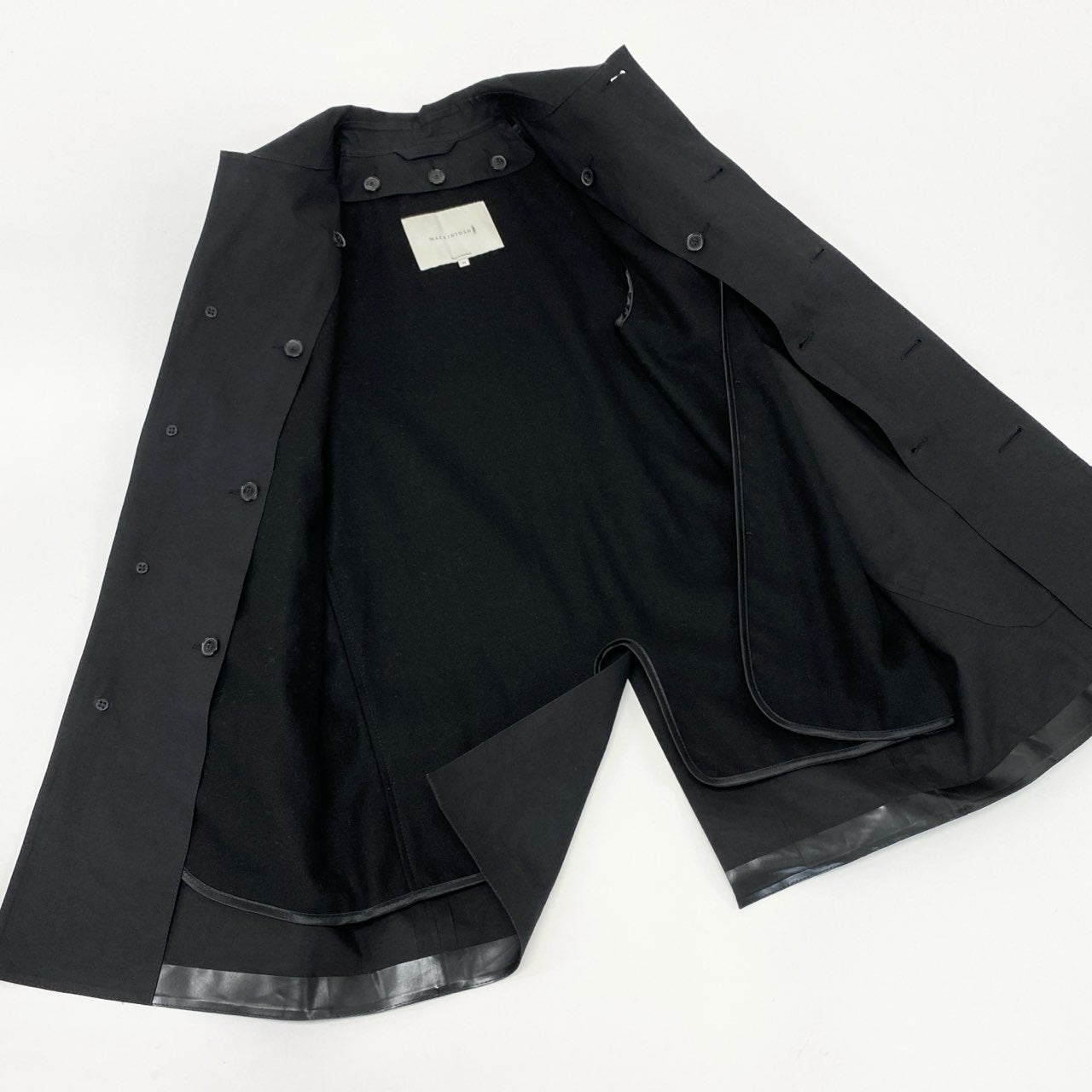 33k19 【スコットランド製】MACKINTOSH マッキントッシュ ライナー着脱可 ゴム引きコート ステンカラーコート サイズ38 ブラック スミクロ メンズ 男性用 アウター コート
