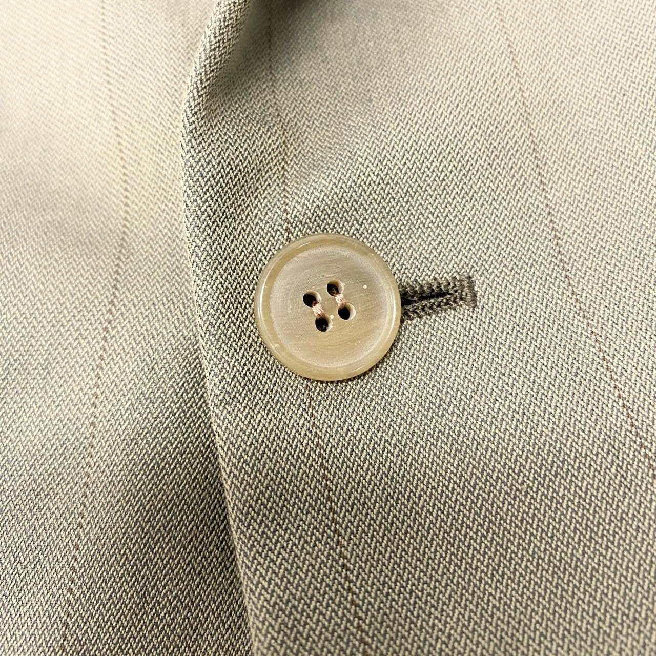 5c5 GIORGIO ARMANI ジョルジオアルマーニ Vintage 白タグ ダブルブレスト セットアップ スーツ 46 カーキ ストライプ メンズ 90su02t