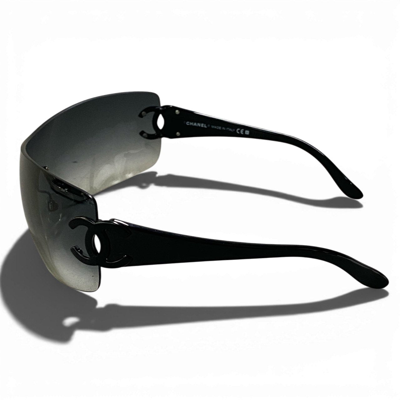 b15 《美品》 CHANEL シャネル リムレス ココマーク サングラス アイウェア 4119 LARGE ブラック レディースta1