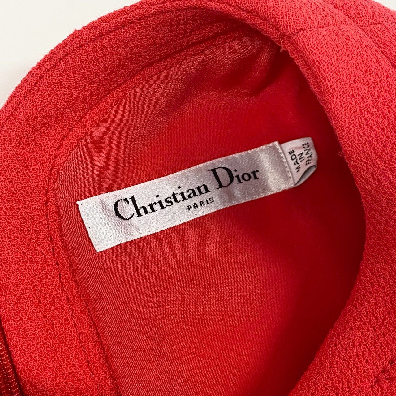 56l12 フランス製 Christian Dior クリスチャンディオール 半袖ワンピース ドレスワンピース トップス 6E2165A1110 サイズ36 レッド ウール レディース 女性用