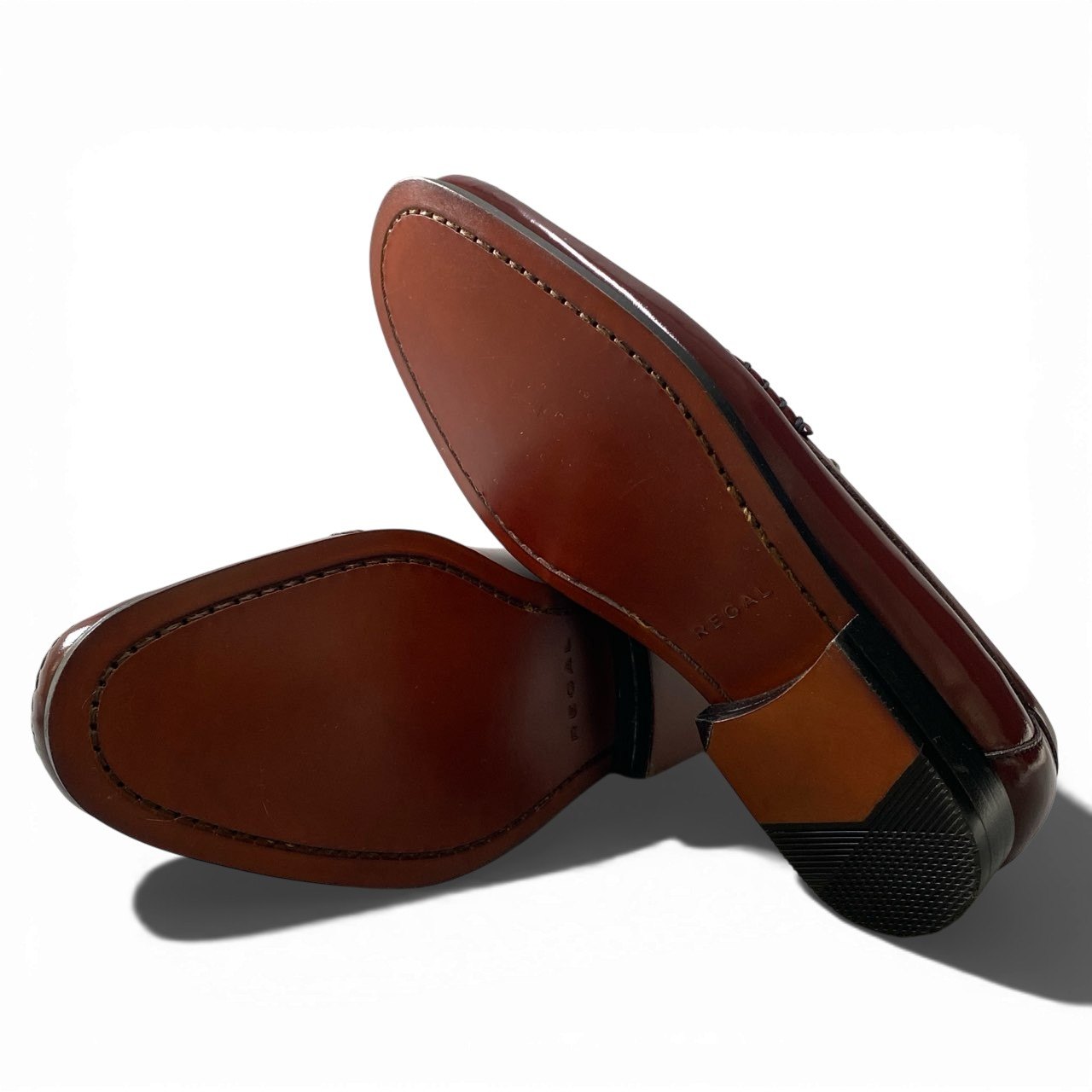 2a23 【美品】 REGAL リーガル コインローファー レザーシューズ  革靴 メンズ 紳士靴 Y740 7 1/2 WINE  バーガンディーu02t