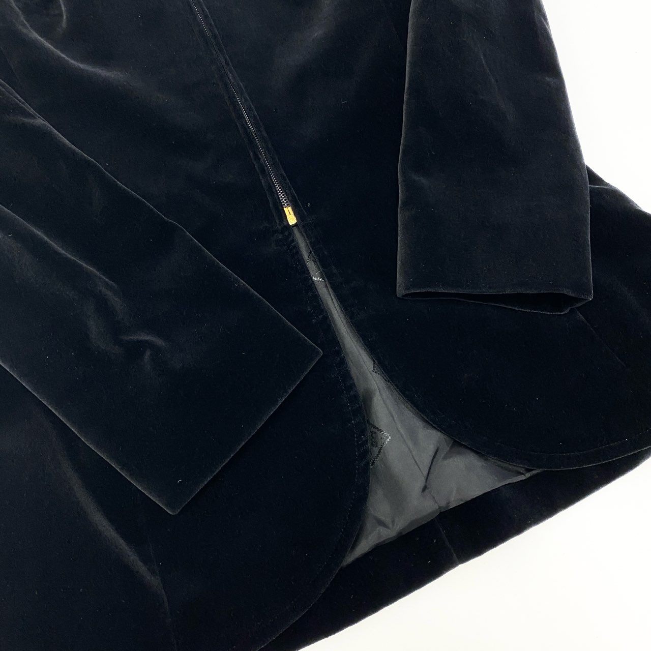 86a15 【Vintage 90'S】GIVENCHY ヴィンテージ ジバンシー ウエストシェイプデザイン ベロアジャケット サイズ36 ブラック レディース 女性用k02i