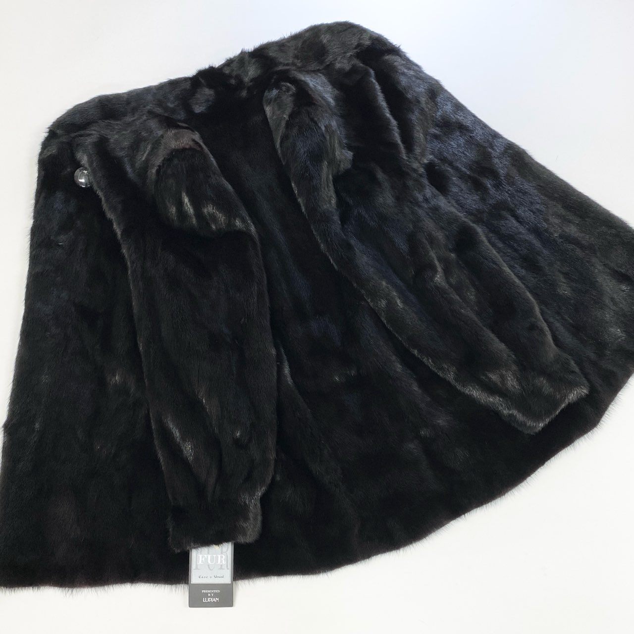 42k14 【美品】 THE INTERNATIONAL COLLECTION インターナショナルコレクション ファーコート 毛皮コート ミンクファー セミロングコート ダークミンク Fサイズ ブラック レディースu02t