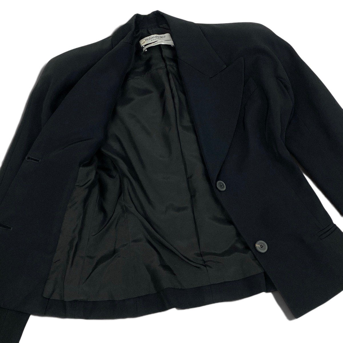 Ei3 YVES SAINT LAURENT イヴサンローラン リヴゴーシュ テーラードジャケット  サイズ36 ブラック レディースo07t