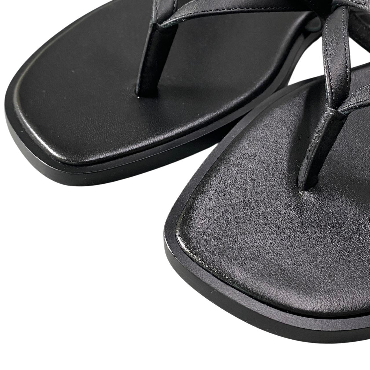 【未使用保管品】 HERMES エルメス ミス サンダル フラットシューズ クロスストラップ H261038Z サイズ37 ブラック レザー レディースk02i