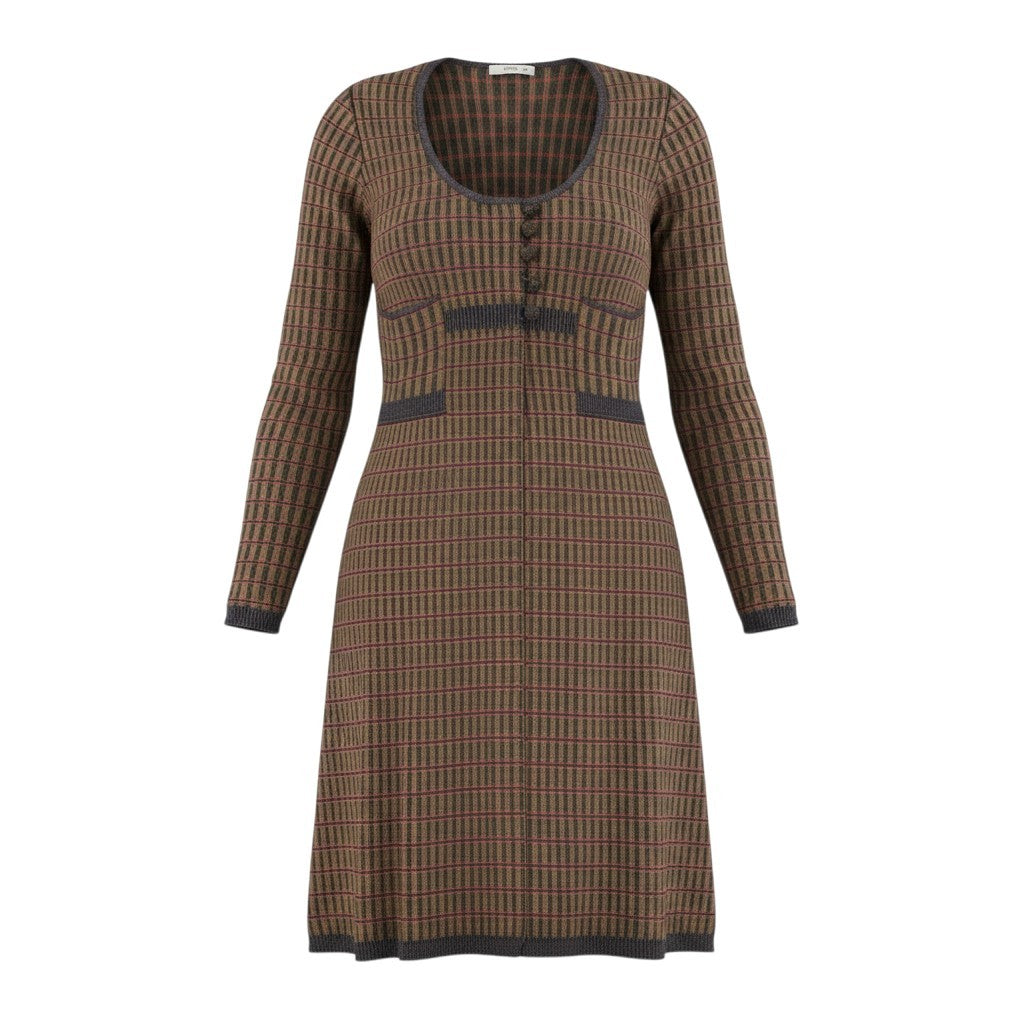 g13 PRADA 2012AW ニットドレス ワンピース チェック柄 イタリア製 40サイズ マルチカラー シルク100％ レディース 女性用k02i
