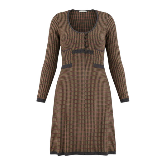 g13 PRADA 2012AW ニットドレス ワンピース チェック柄 イタリア製 40サイズ マルチカラー シルク100％ レディース 女性用k02i