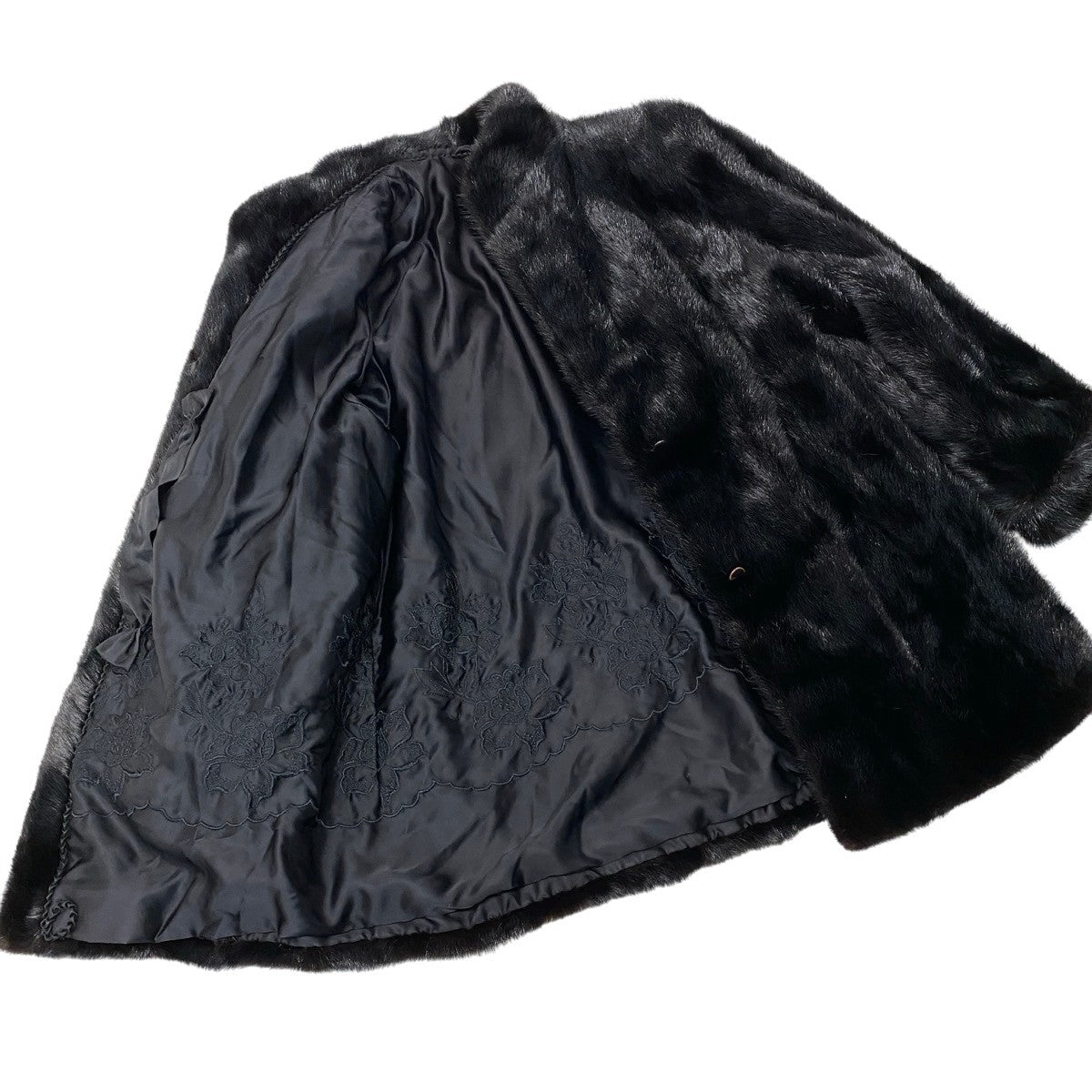 92h8 SAGA MINK サガミンク 銀サガ 逆毛 ダークミンク ファーコート サイズ13 ブラック 最高級本毛皮 Mink Fur Coatt18r