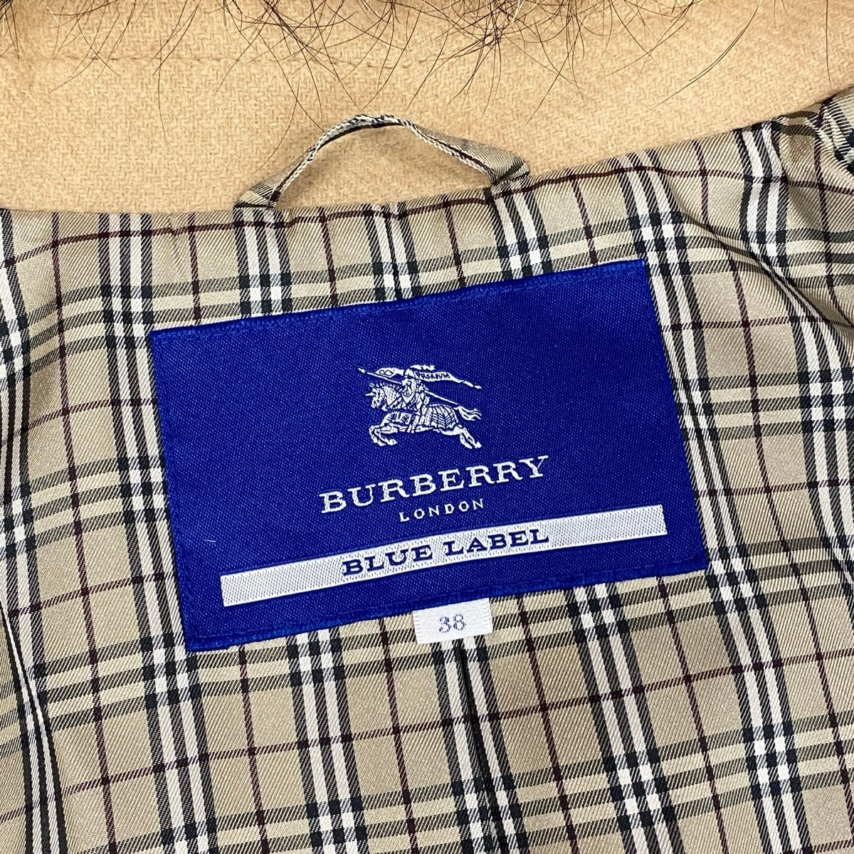 j23 BURBERRY BLUE LABEL スタンドカラーフーディーウールコート アウター 38サイズ ベージュ レディース 女性用u02t