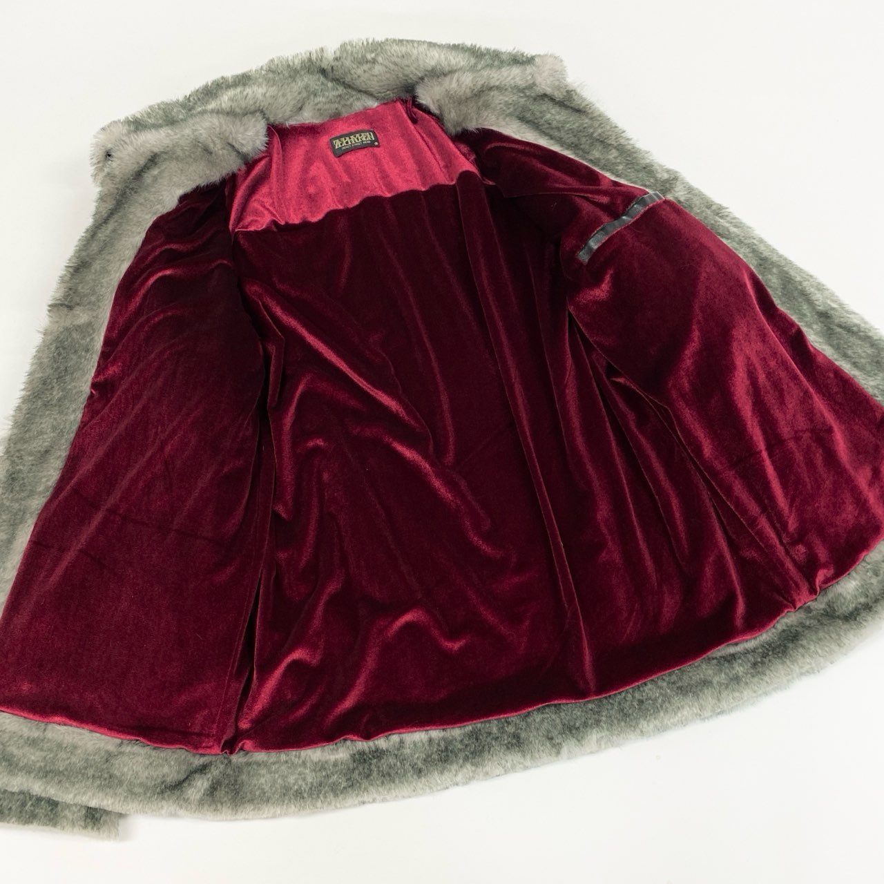 58a21 Zephyren ゼレファン ファージャケット ダブルジップ 裏地ベロア〇 メンズ 紳士服 サイズM グレーu02t