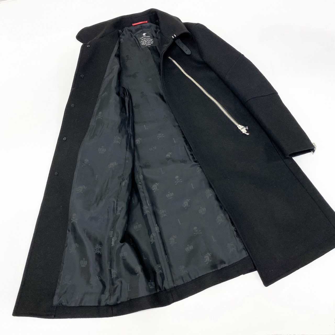 14j10 《美品》LOVELESS ラブレス チェスターコート ウールコート ロングコート 61B50-804-09 2サイズ ブラック メンズo07t