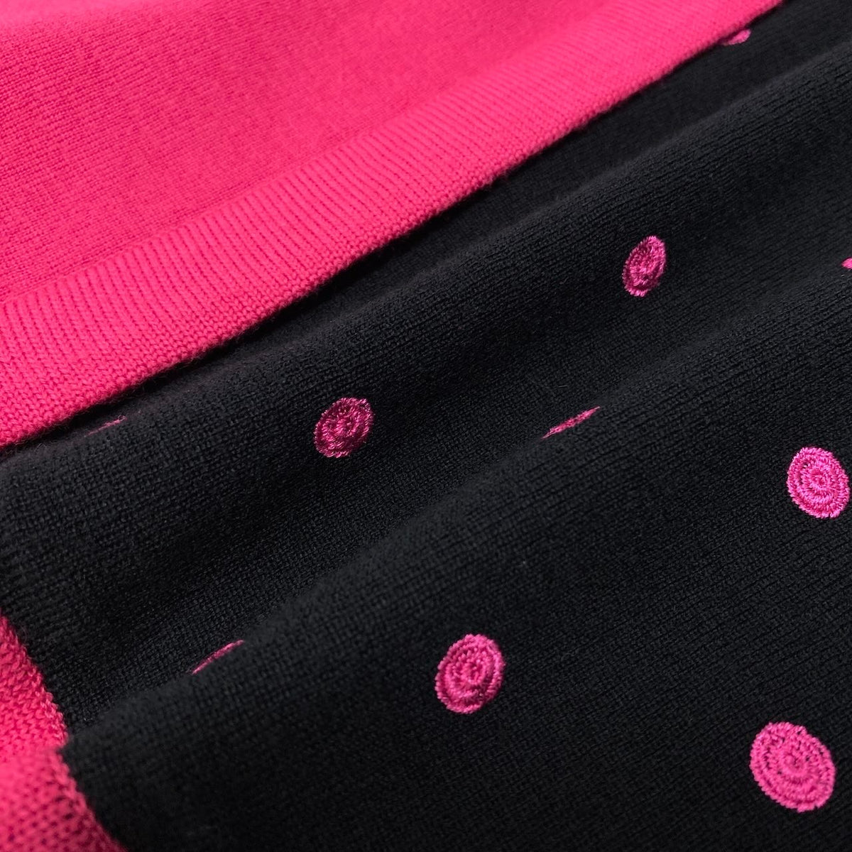 87i15 Christian Dior クリスチャンディオール ロングスリーブ ニットカーディガン 裏地水玉刺繍 サイズM ピンク ウール100％ レディースo07t
