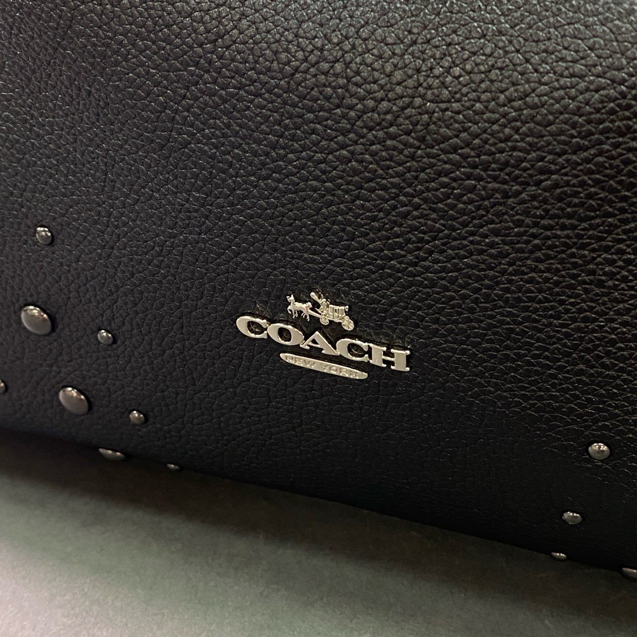 Gb12 COACH コーチ ウエスタンリベット イーディー トートバッグ 57660 ブラック レザー スタッズ ショルダーバッグ 鞄