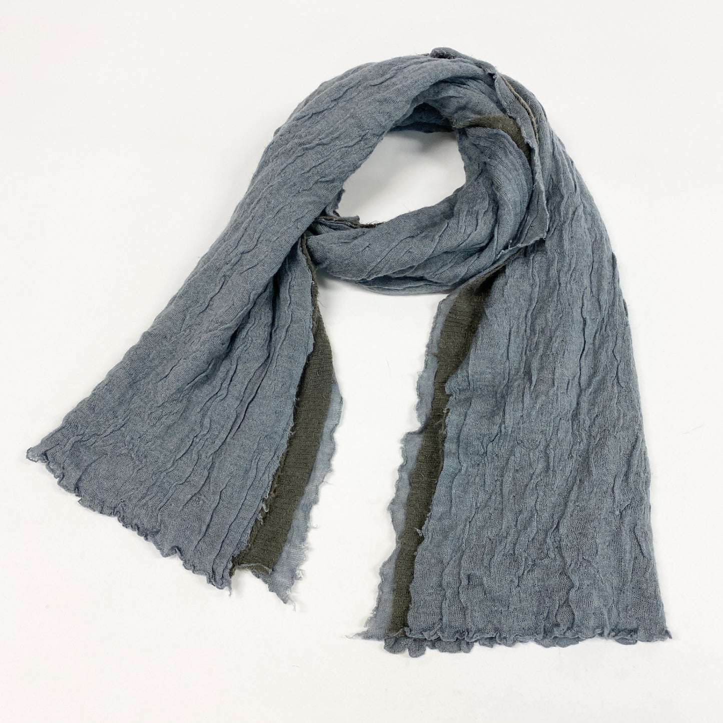 35L19《タグ付き》 Faliero Sarti ファリエロサルティ 大判マフラー ドッキングデザイン ストール 40×160 ブルー系 カシミヤ混 ユニセックス 男女兼用k02i