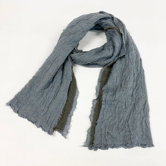 35L19《タグ付き》 Faliero Sarti ファリエロサルティ 大判マフラー ドッキングデザイン ストール 40×160 ブルー系 カシミヤ混 ユニセックス 男女兼用k02i