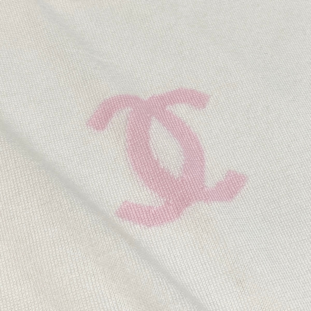 Cg19 CHANEL シャネル 2000年 ノースリーブ コットンニット トップ ココマーク P15734V00761 サイズ40 ピンク ホワイト レディースu02t