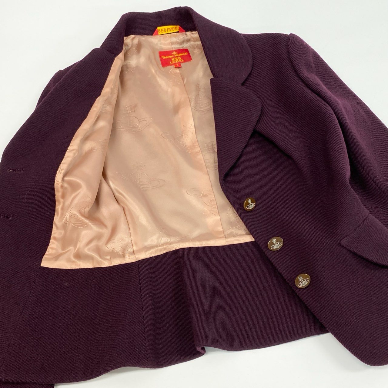 60j27《美品》Vivienne Westwood ヴィヴィアンウエストウッド スカートセットアップ ウール ジャケット スカート オーブ  357-01-47507 3サイズ ボルドー レディースu02t