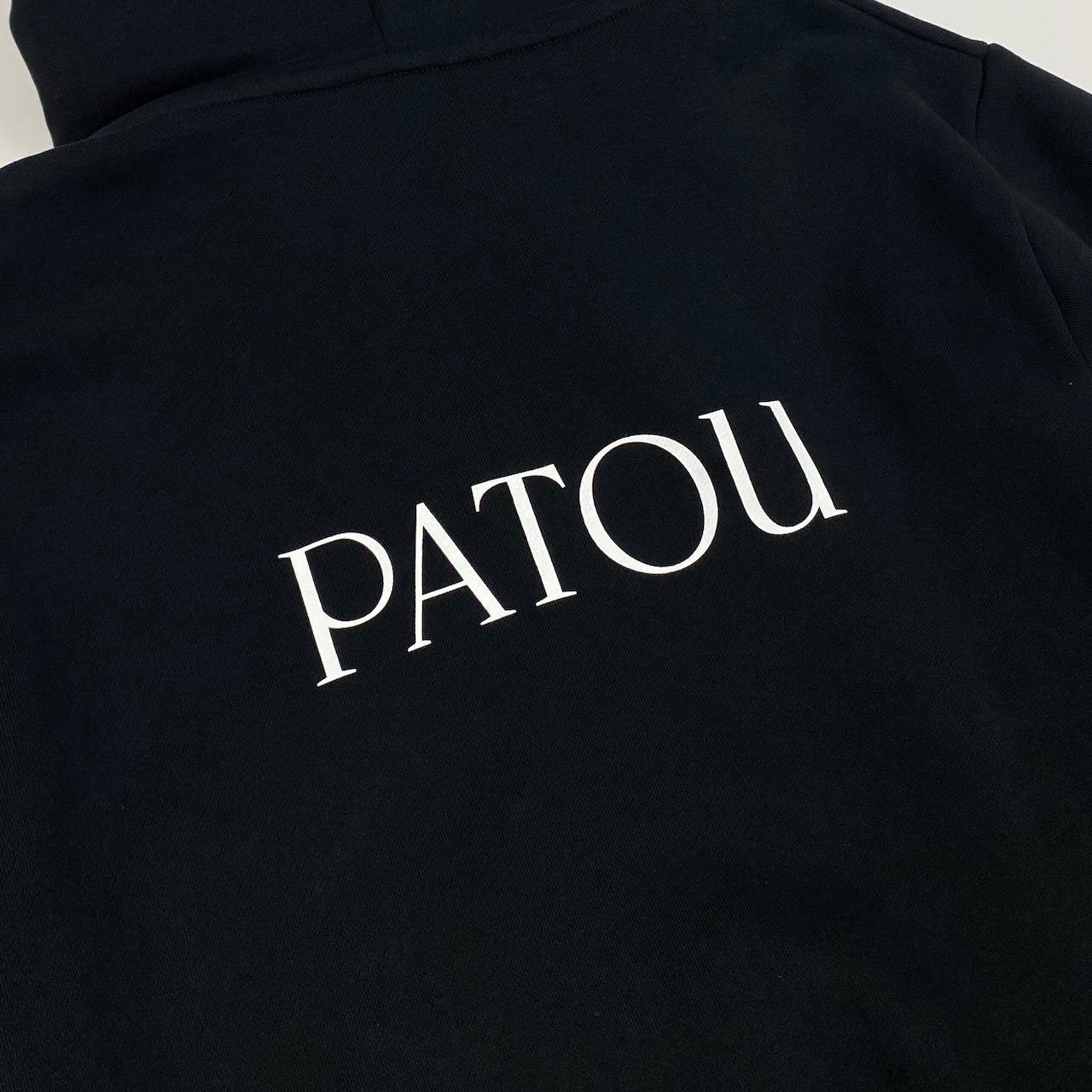41e14 【極美品】Patou パトゥ ジップアップフーディー パーカー ロゴプリント トップス 21PA1-JE007-95 XSサイズ ブラック コットン100％ レディース 女性用k02i