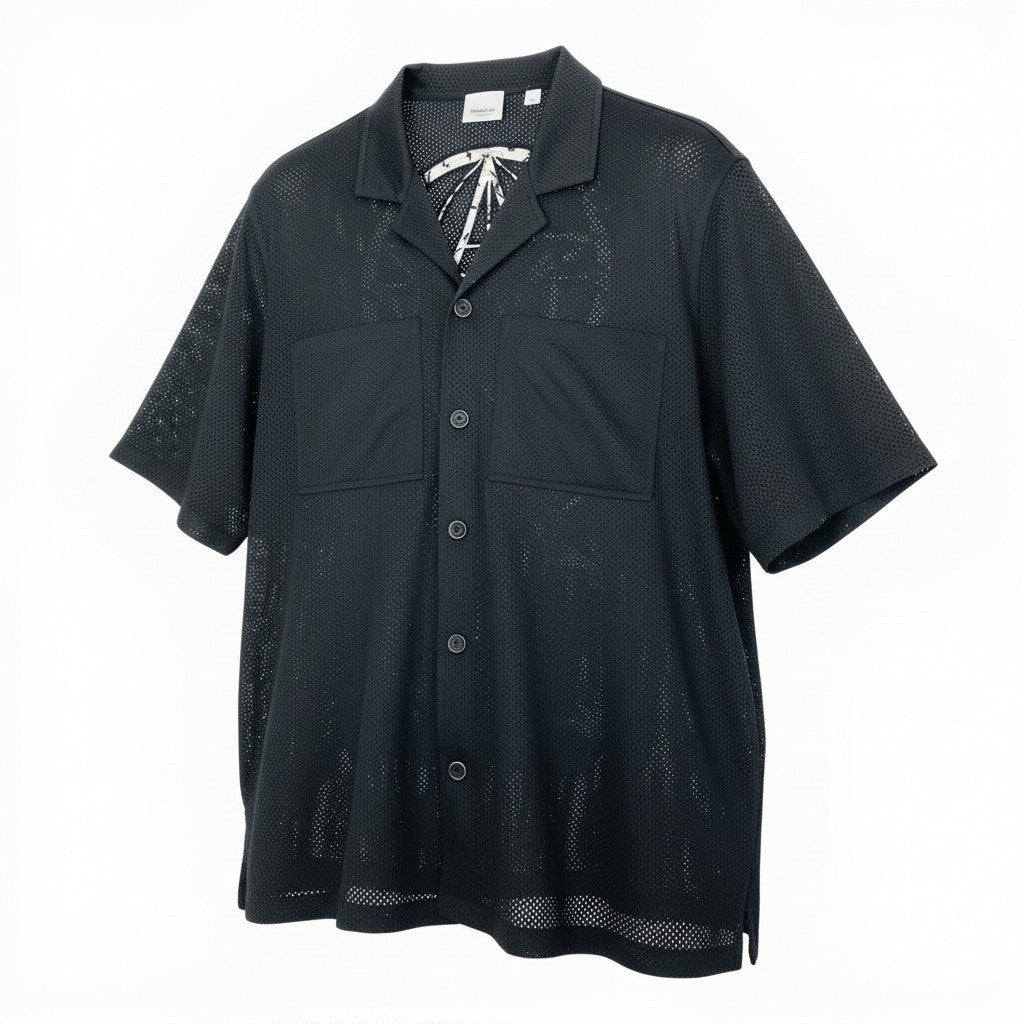 63a28 BURBERRY LONDON ENGLAND バーバリー ロンドンイングランド 半袖シャツ BASKETBALL JERSEY SHIRT 8067375 Mサイズ ブラック ポリエステル100％ メンズo07t