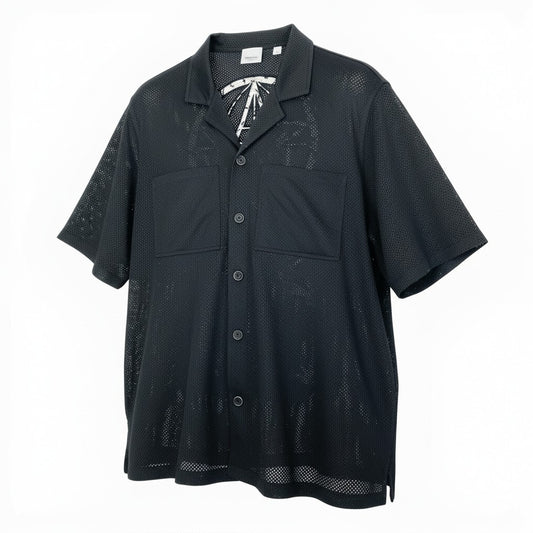 Ma28 BURBERRY LONDON ENGLAND バーバリー ロンドンイングランド 半袖シャツ BASKETBALL JERSEY SHIRT 8067375 Mサイズ ブラック ポリエステル100％ メンズo07t
