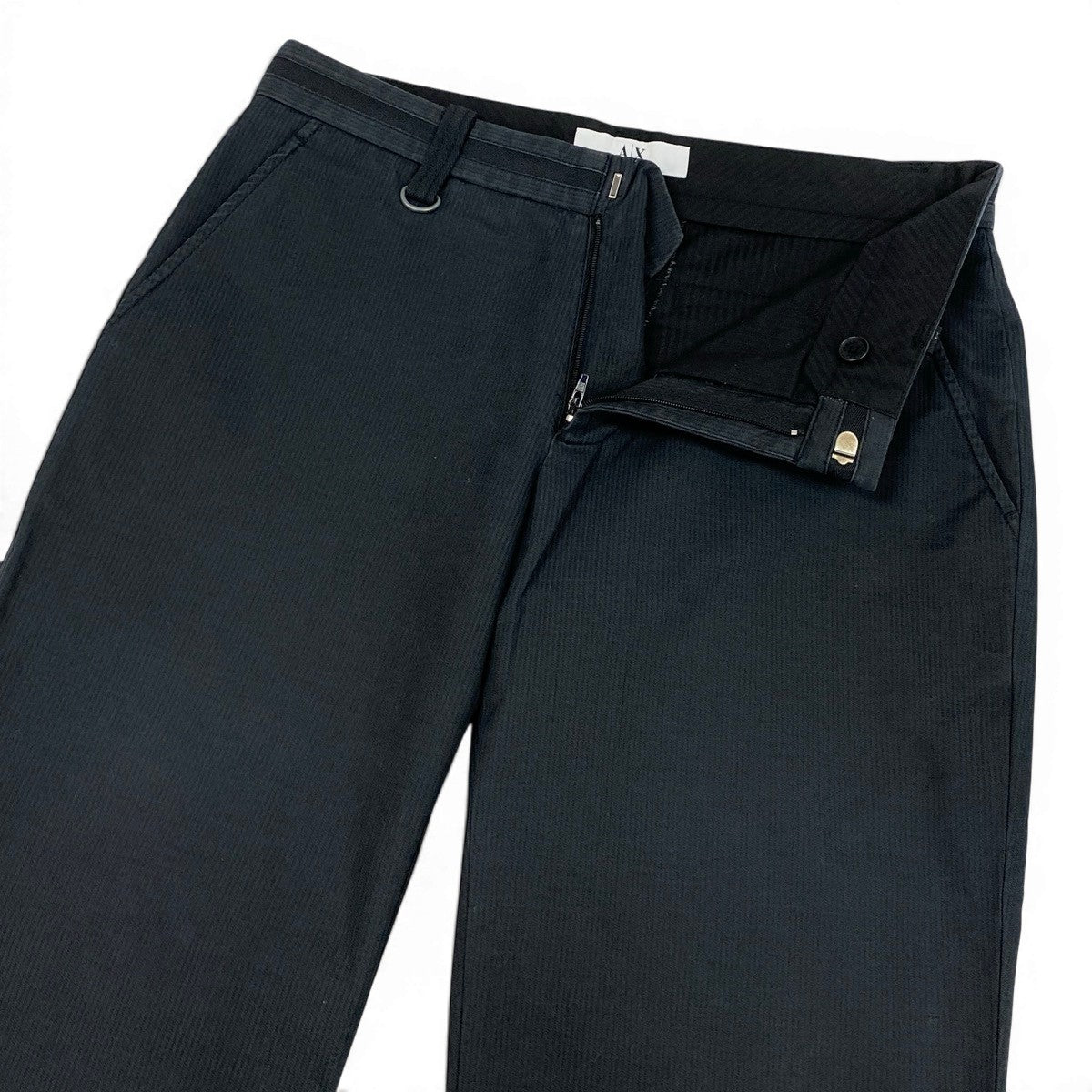 7f4 ARMANI EXCHANGE アルマーニエクスチェンジ セットアップスーツ シングル 中綿 ストライプ柄 サイズM/28REG ネイビー メンズ 紳士服o07t