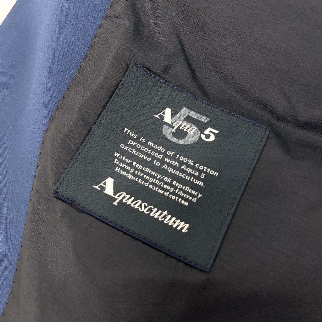 66a12 Aquascutum アクアスキュータム テーラードジャケット 背抜き シングル 2B フォーマル 無地 メンズ 紳士服 90A4 ネイビー コットン100％u02t