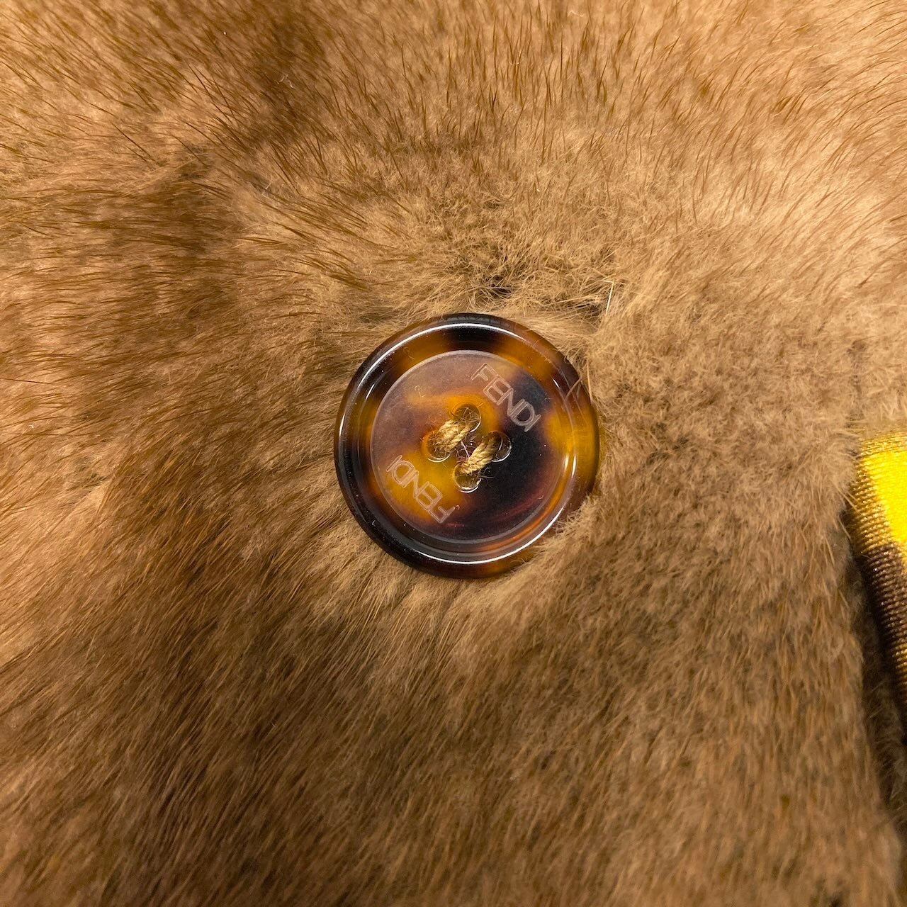 E FENDI フェンディ パステルミンクファー リバーシブル ファーコート ジャケット チェック 36 ブラウン イエローnu1