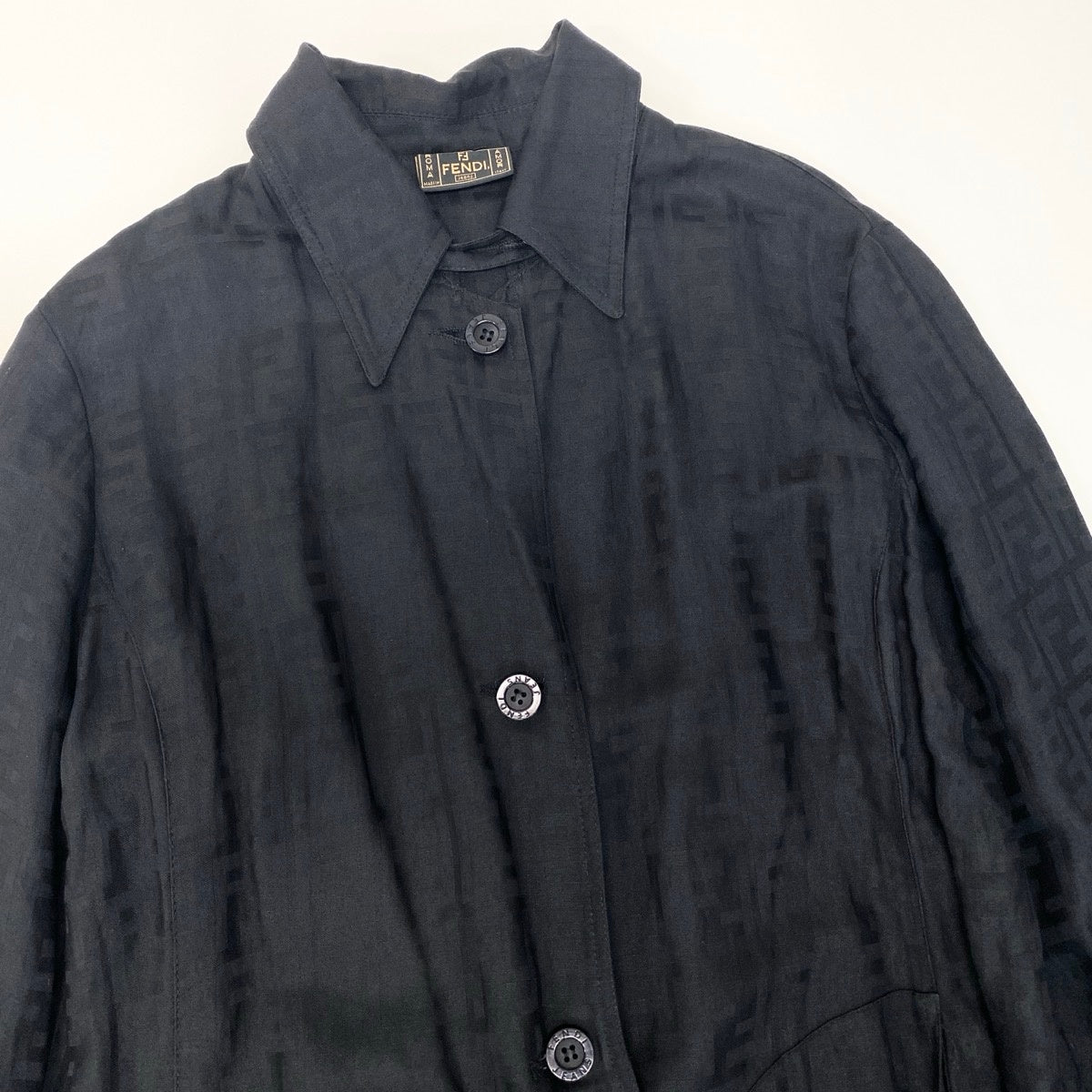 Ih1 FENDI フェンディ スプリングコート ロングシャツ 薄手 FFロゴ 総柄 イタリア製 29 545252 00004 I40 レディース 女性用u02t