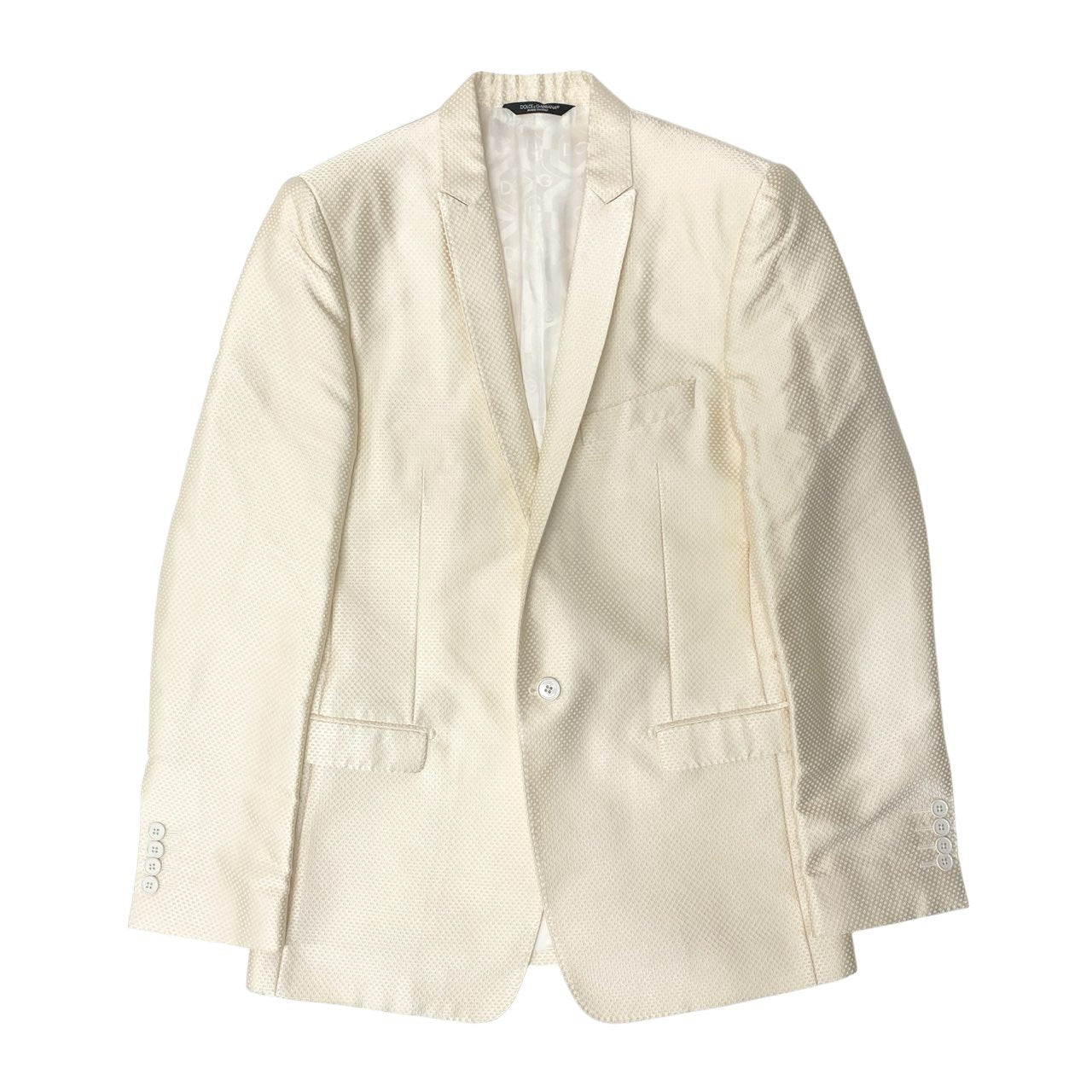 47b4 DOLCE&GABBANA ドルチェアンドガッバーナ テーラードジャケット ブレザー 裏地総柄 DGロゴ 46 シャンパンゴールド メンズk02i