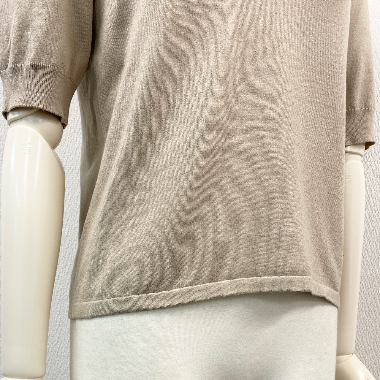 74l25 9 FOXEY フォクシー 42240 Knit Top Eleanor エレノア 半袖ニット セーター トップス ハイネック サイズ38 ベージュ レディース 日本製