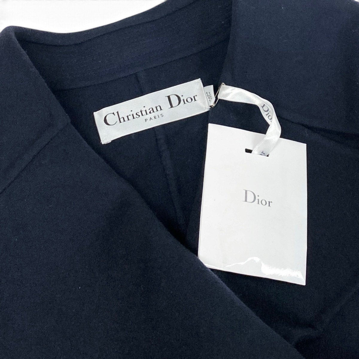 Ej21 《未使用品》 Christian Dior クリスチャンディオール ダブルブレスト カシミヤ ロングコート 940M25A0005 34 ネイビー カシミヤ100 レディースk02i