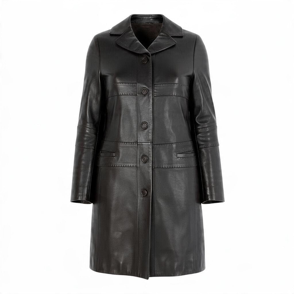 Ej19 【美品】 LOEWE ロエベ ナッパレザー ジャケットコート 裏地アナグラム 36 ダークブラウン 羊革 レディースu02t