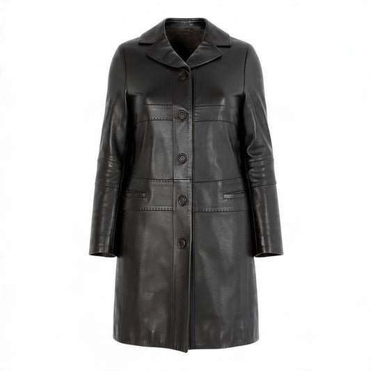Ej19 【美品】 LOEWE ロエベ ナッパレザー ジャケットコート 裏地アナグラム 36 ダークブラウン 羊革 レディースu02t