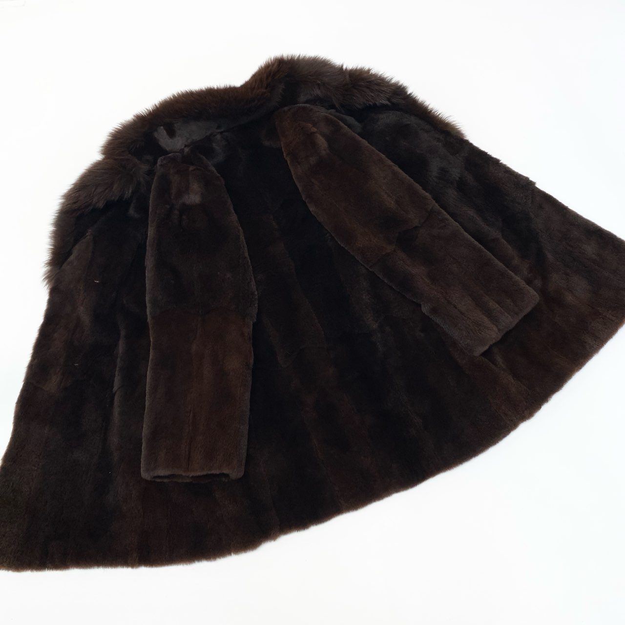 45a15 MITSUKOSHI 三越 レッドフォックス × シェアードファー コート サイズF ブラウン 本毛皮 Red Fox Fur Coatt18r