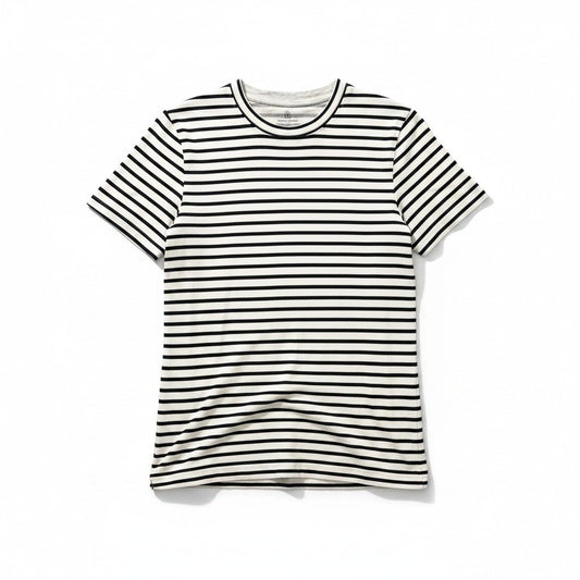 32g2 BRUNELLO CUCINELLI ブルネロクチネリ SLIM FIT レイヤード ボーダーTシャツ 半袖カットソー サイズS ホワイト ネイビー コットン100％ メンズ 紳士服u02t