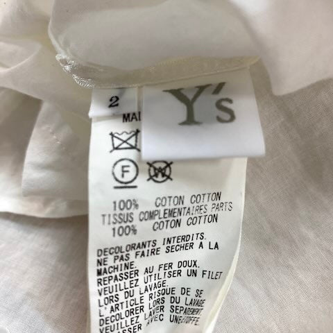 Ae28 Y`s ワイズ YOHJI YAMAMOTO ヨウジヤマモト ノースリーブ チュニックワンピース レイヤード風 サイズ2 ホワイト コットン100％ レディース 女性服u02t