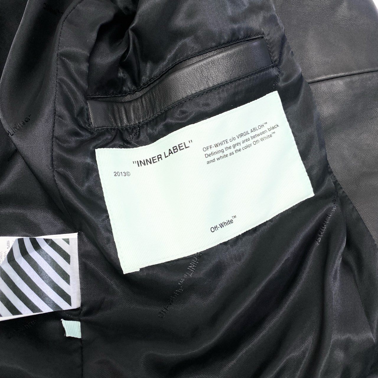 38c3 OFF-WHITE オフホワイト BERNINI レザージャケット ライダースジャケット ダブルライダースジャケット OMJG003F18983011 XSサイズ ブラック レザー メンズ 男性用o07t