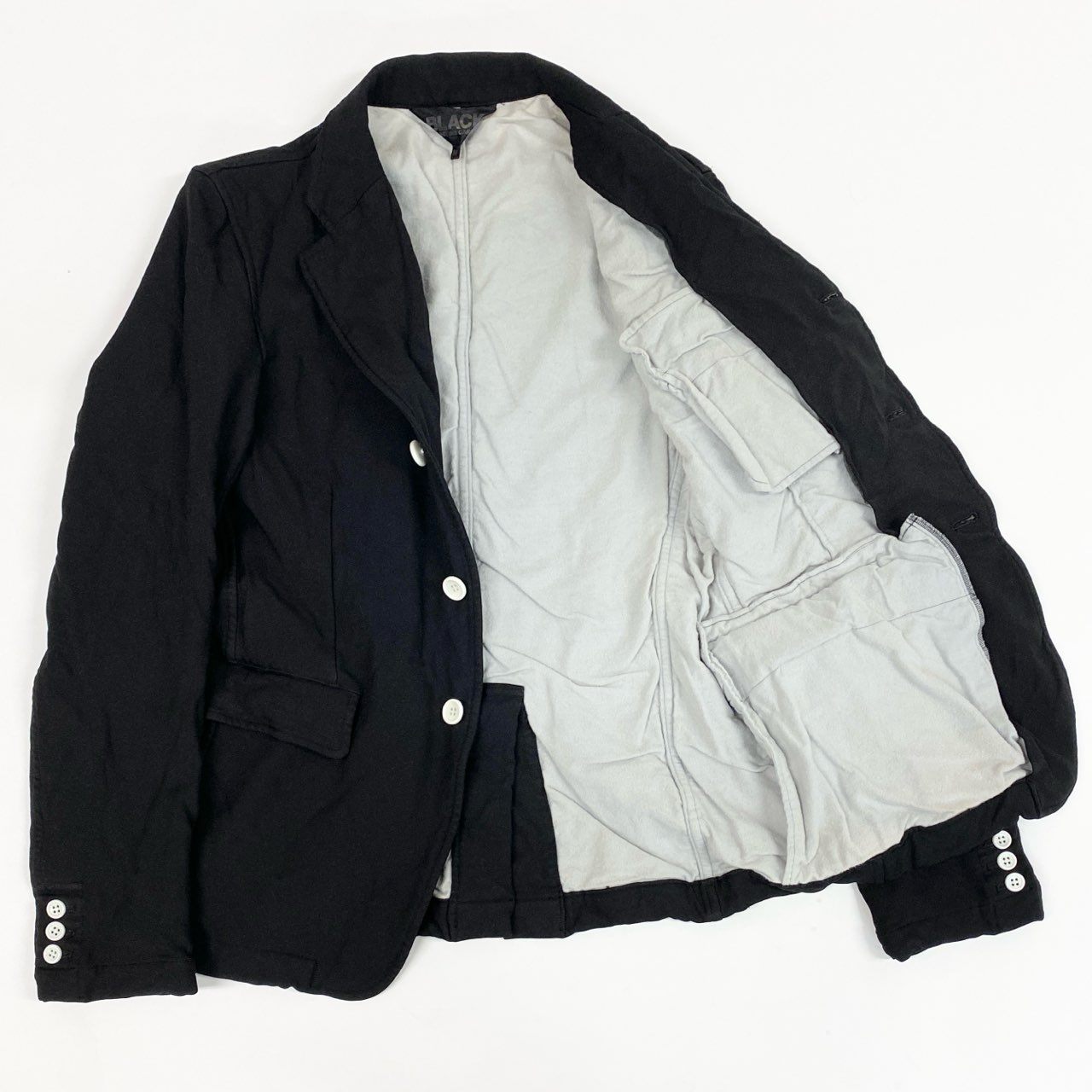 11b9 BLACK COMME des GARCONS ブラックコムデギャルソン 2014年 ポリ縮絨 テーラージャケット アウター M ブラック ポリエステル メンズk02i