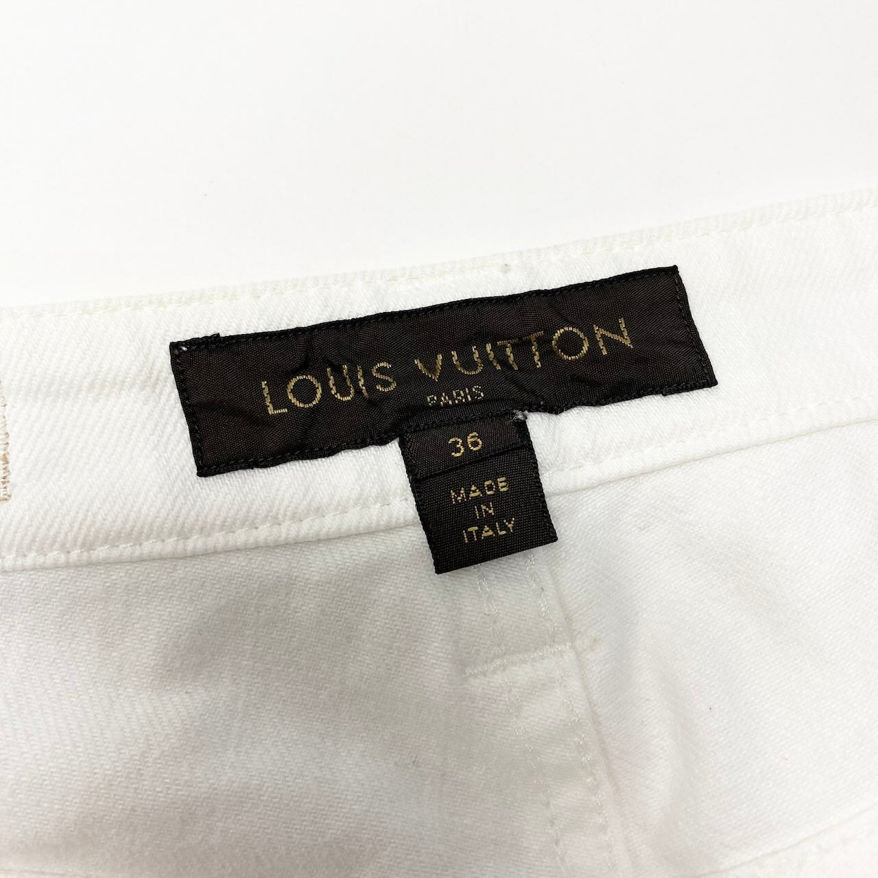Ed2  LOUIS VUITTON ルイヴィトン クロップド デニムパンツ カラーデニム モノグラムフラワー レディース 女性服 サイズ36 ホワイトu02t
