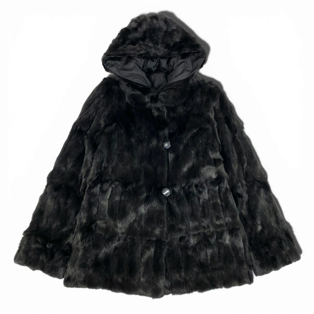 23a26 ロリスファー フード付 リバーシブル コート サイズF ブラック 本毛皮 Loris Fur Coatt18r