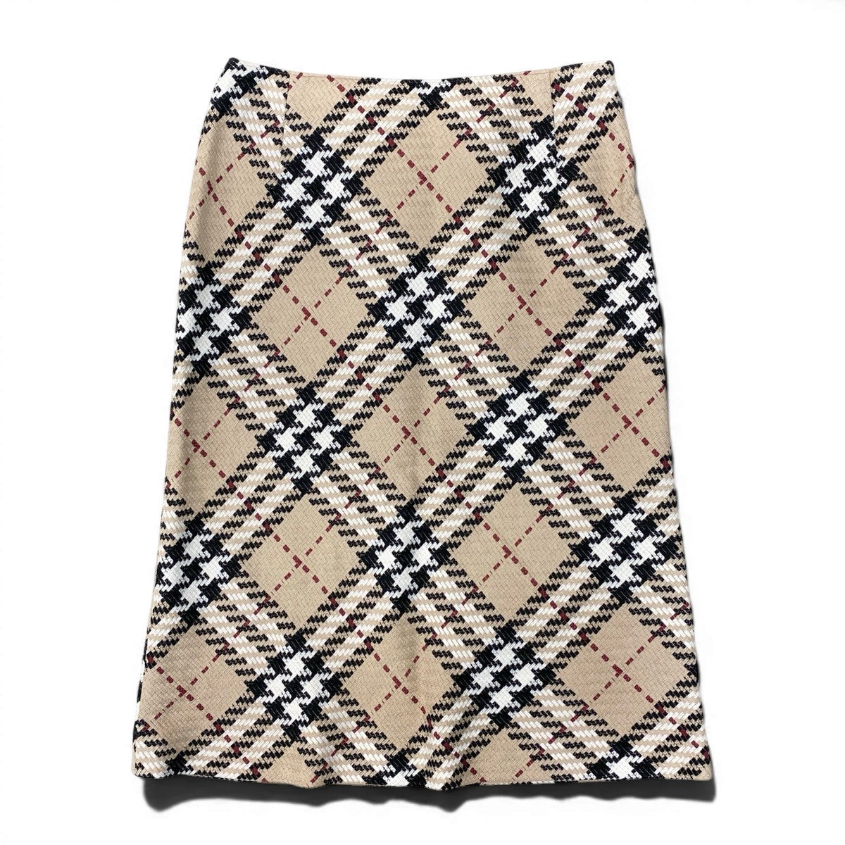 If25 BURBERRY LONDON バーバリー ノバチェック ツイードスカート サイズ40 ベージュ コットン100％ レディースo07t