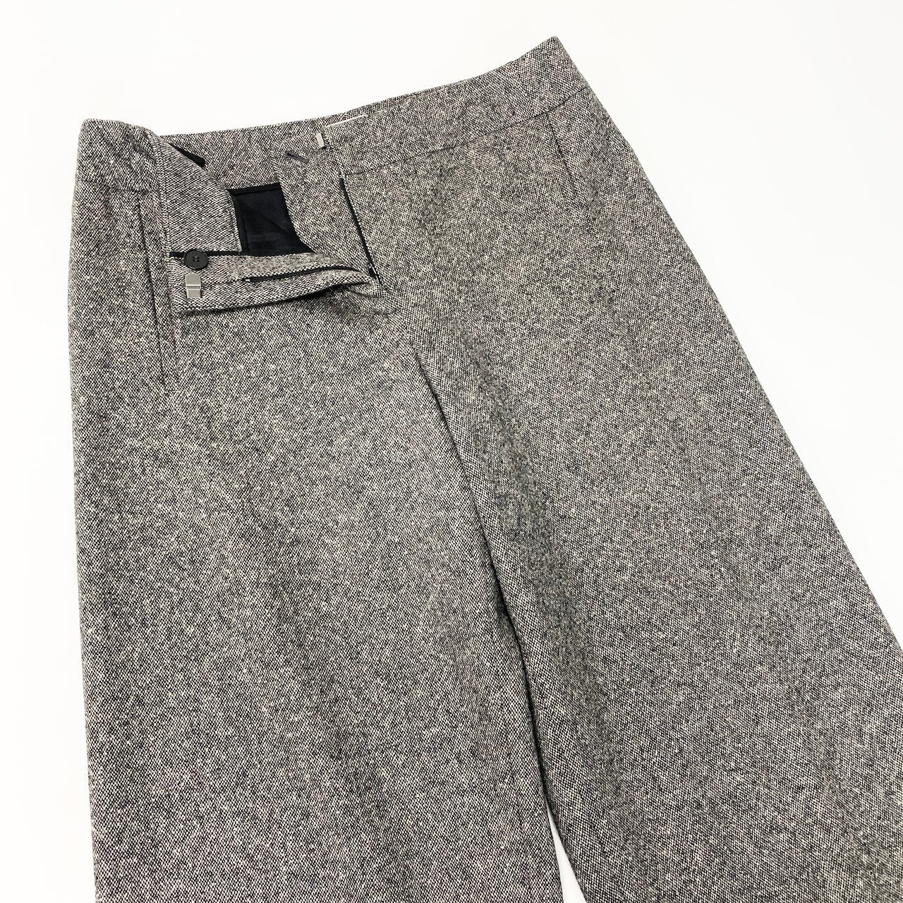 E HERMES エルメス パンツスーツセットアップ テーラードジャケット ボトムパンツ カシミヤ混 裏地シルク 38サイズ ブラウン系 レディース 女性用nu1