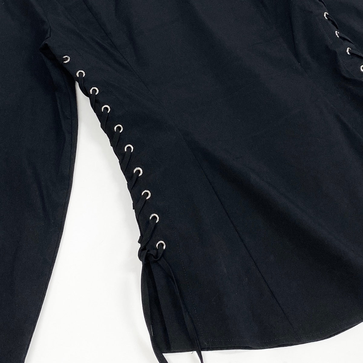 Ee19 GUCCI グッチ サイドレースアップ 長袖シャツ ストレッチ サイズ36 ブラック レディース 女性服u02t
