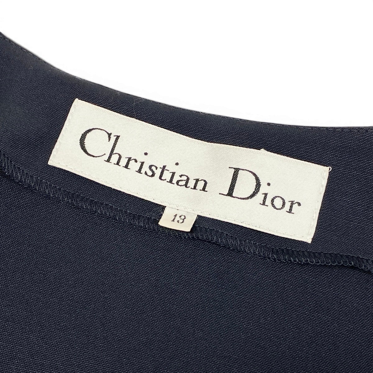 Eg11 Christian Dior クリスチャンディオール セットアップ スカートスーツ ノーカラージャケット フレアスカート サイズ13 ネイビー レディースo07t