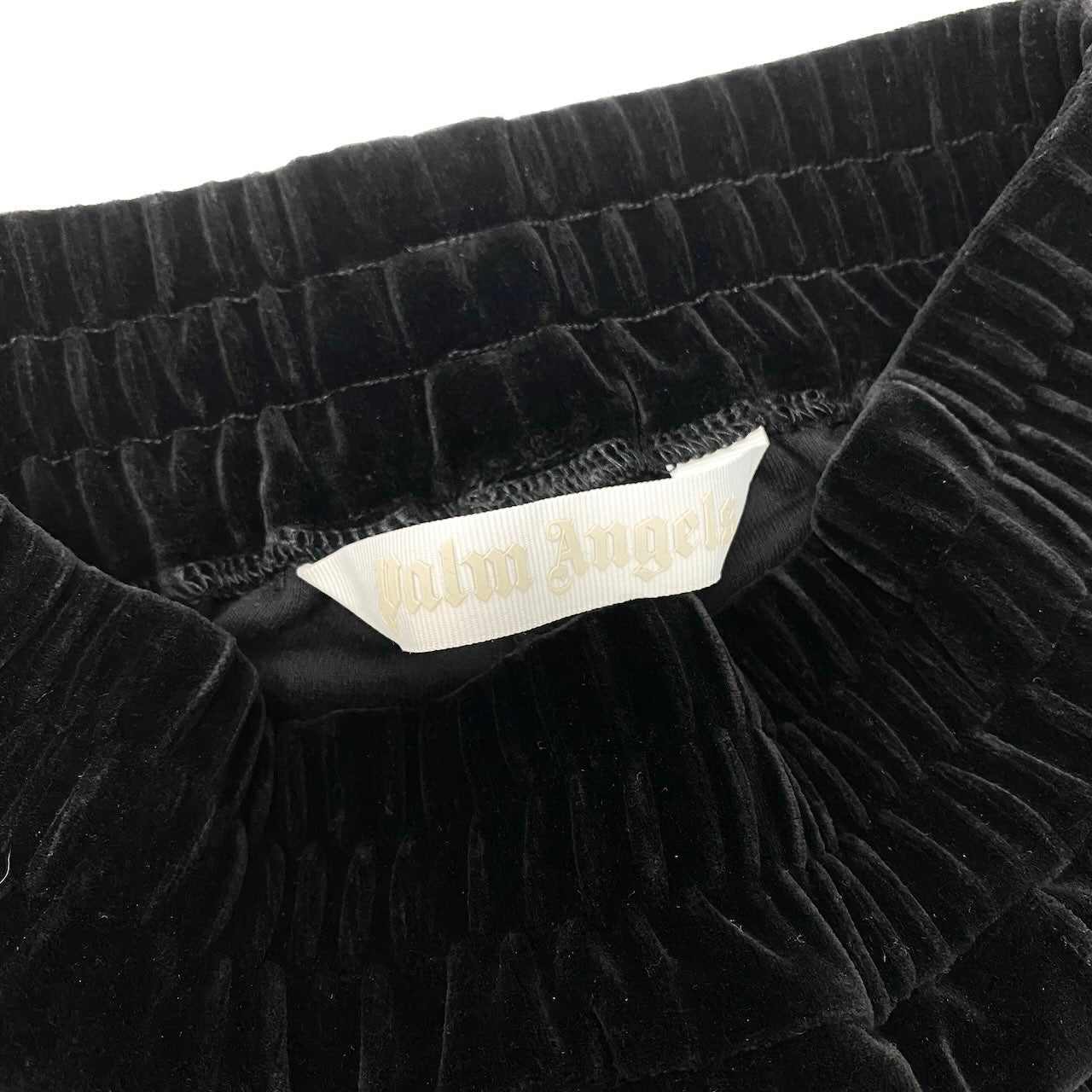 86d9 【美品】 Palm Angels パームエンジェルズ ロゴ刺繍パンツ サイドライン ロングパンツ ジャージ XXS ブラック レディース 女性用o07t