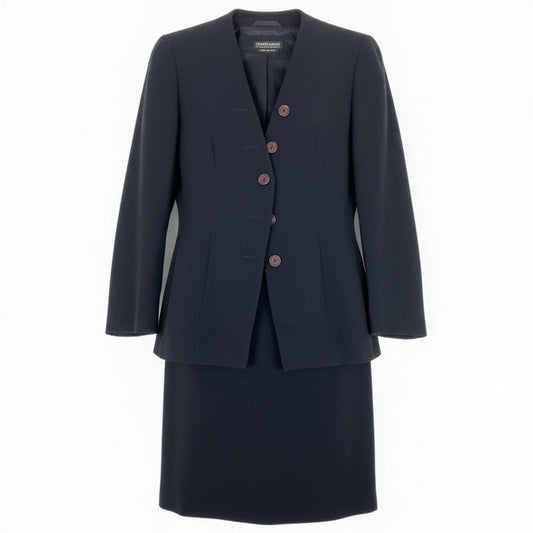 Ed6 GIORGIO ARMANI ジョルジオアルマーニ セットアップ スカートスーツ ノーカラージャケット ブラック レディース 女性服u02t