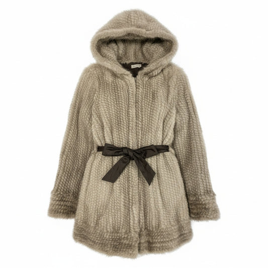 84b3 スペイン製 サファイアミンク フード付 リバーシブルコート サイズ38 シルバーグレー 本毛皮 Sapphire Mink Fur Coatt18r