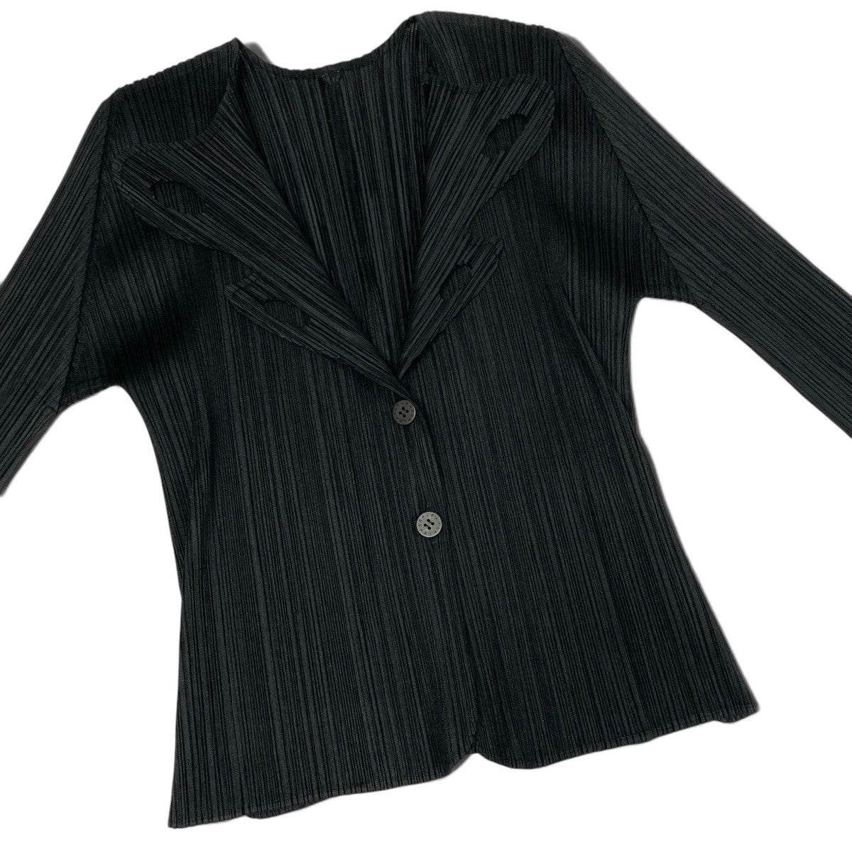 Ai3 PLEATS PLEASE プリーツプリーズ ロングスリーブ プリーツカーディガン サイズ3 ブラック ポリエステル レディースo07t